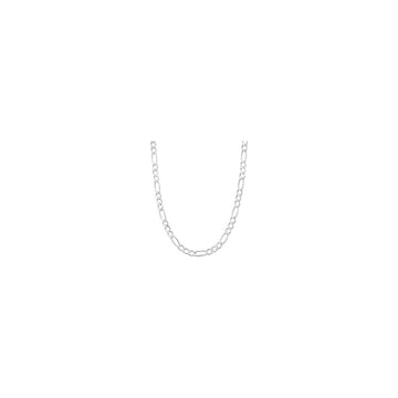 6.2MM 150 Rhodium Finished Figaro .925 Sterling Silver Chain Lengths 8"-28"